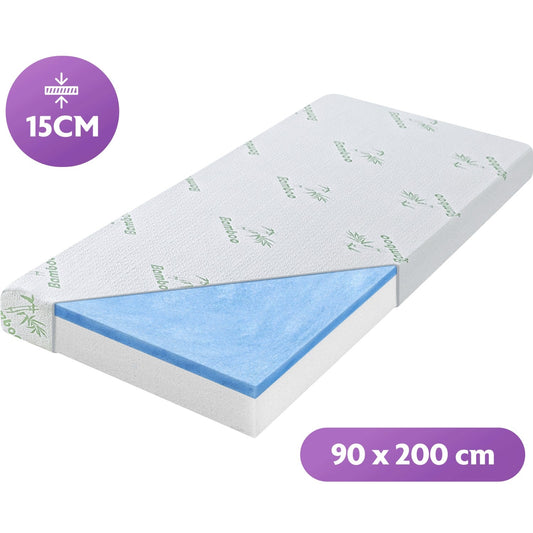 Densi - Matras - 90x200CM - 15cm dik - Traagschuim/koudschuim - Afritsbare bamboehoes - Premium hotelkwaliteit